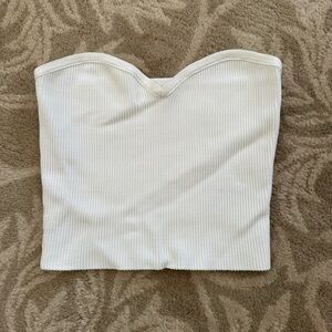 Aritzia Babaton White Ribbed Strapless Top
